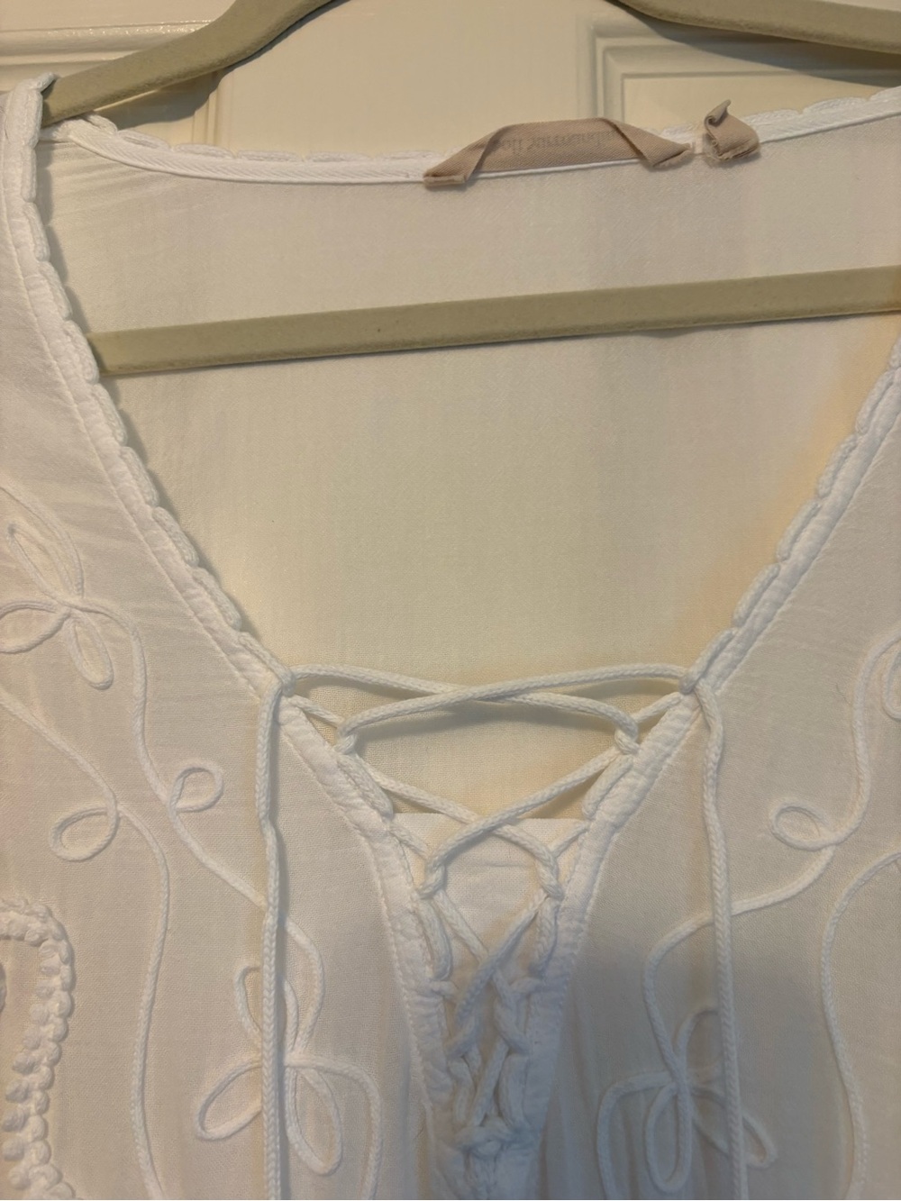 Soft Surroundings White Cotton Peasant Blouse Sz L - Picture 4 of 13